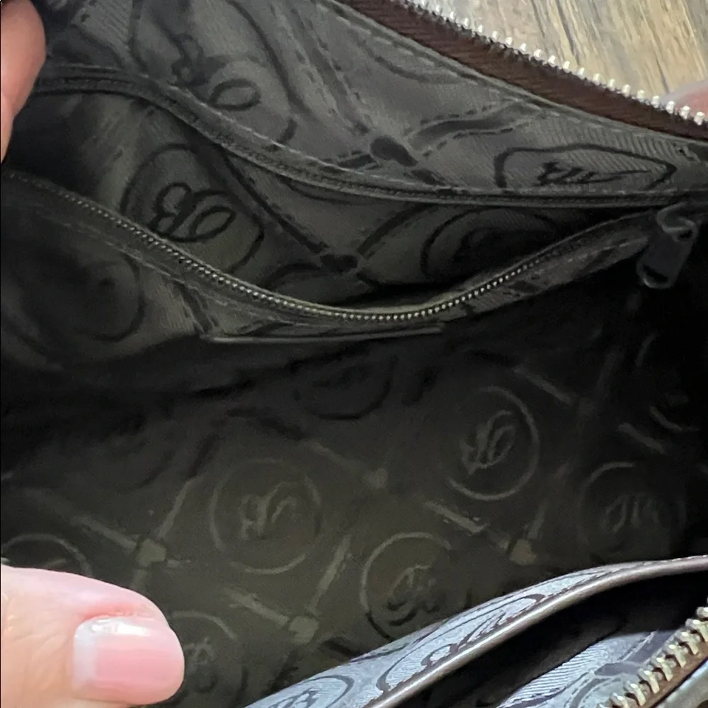 Brighton Dark Brown Woven Leather Satchel with Medallion Accent - Picture 4 of 4